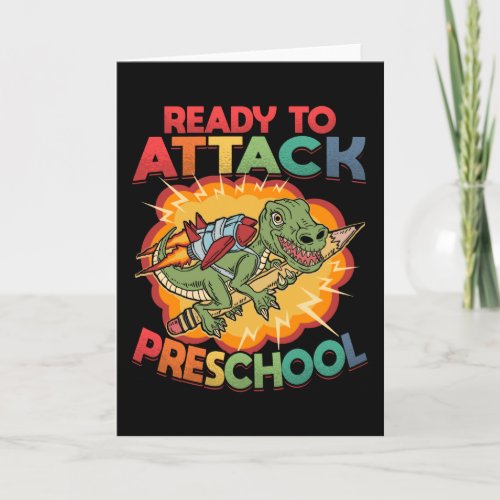 First Day Of Preschool Dinosaur Back To School Card