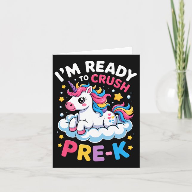First Day Of Preschool I'm Ready To Crush Pre-k Un Card (Front)