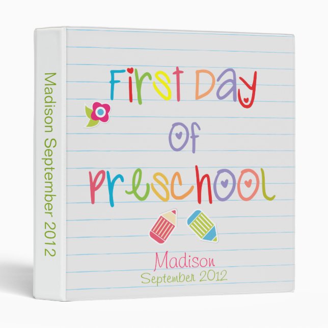 First Day of Preschool Keepsake Binder (Front/Spine)
