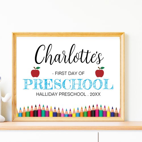 First Day of Preschool Minimalist Back To school Poster