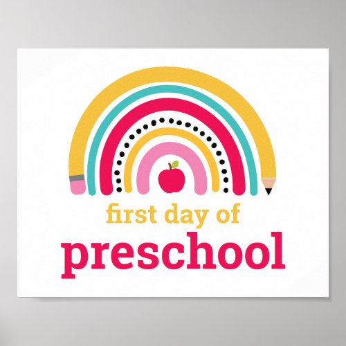 First Day of Preschool Rainbow Sign