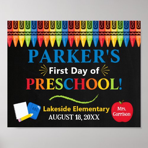 First Day of Preschool School Sign _ PreK Sign