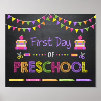 First Day Of Preschool Sign  Back To School Sign by ApplePaperie at Zazzle