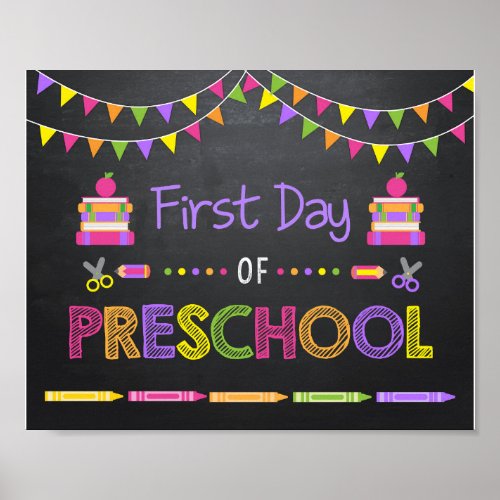 First Day of Preschool Sign Back to School Sign