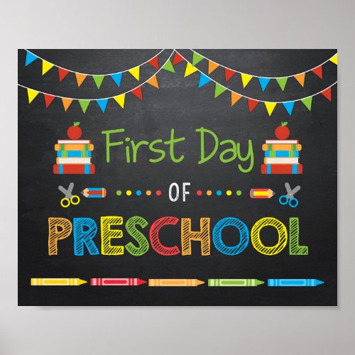 First Day of Preschool Sign Chalkboard Sign