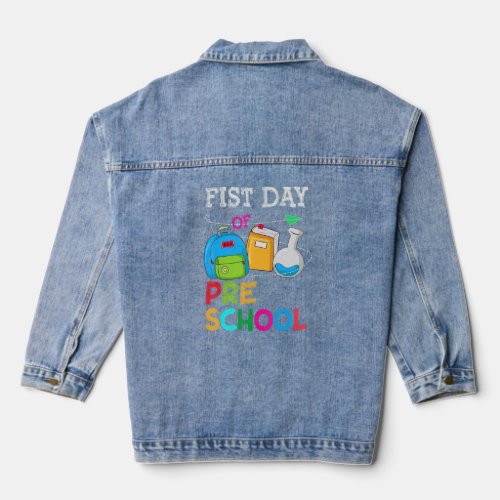 First Day Of Preschool Teacher  Back To Shool  Denim Jacket