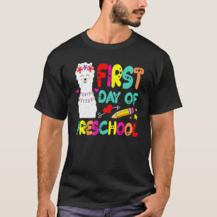 First Day Of Preschool Teacher Cute Llama Back To T-Shirt