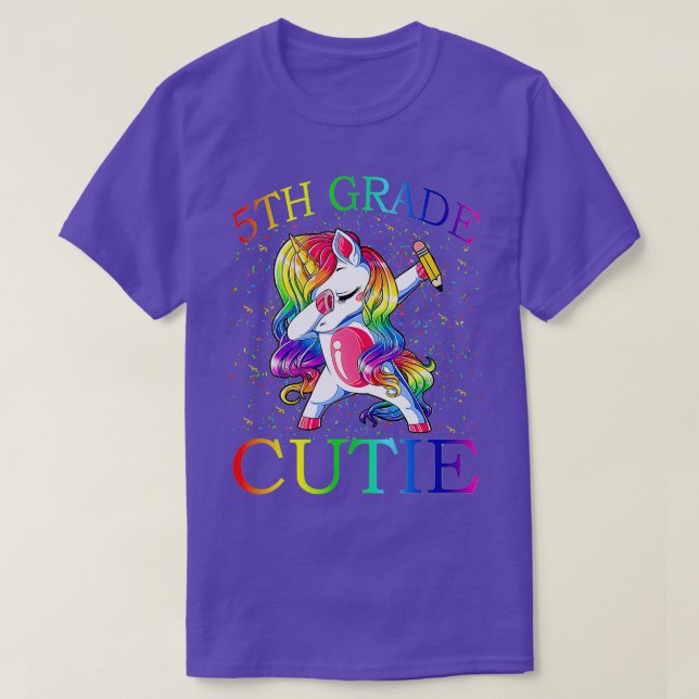 First Day of School 5th Grade Cutie Unicorn  T-Shirt (Design Front)