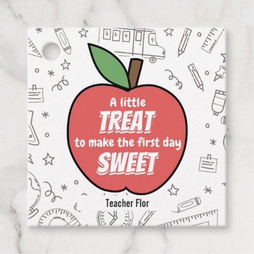 First day of school apple Back to School Treats Favor Tags