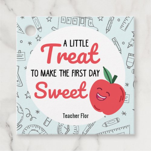 First day of school apple Back to School Treats Favor Tags