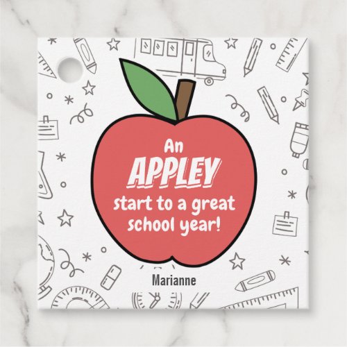 First day of school apple gift tag Back to School Favor Tags