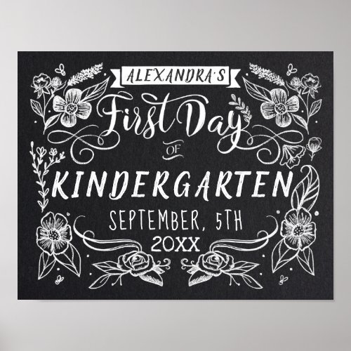 First Day of School Black Chalkboard Art Sign