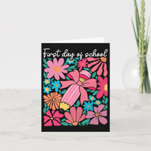 First Day Of School Boho Flower Teacher Kids Back Card
