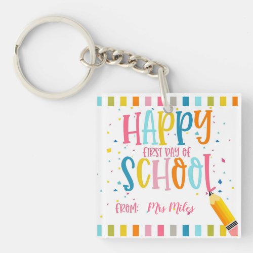 first day of school book bag keyring key chain