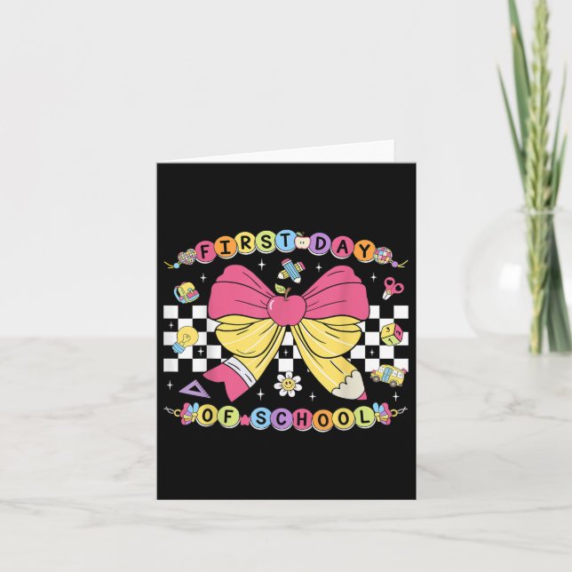 First Day Of School Bracelets Pencil Coquette Back Card (Front)