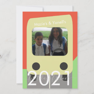 First Day of School Bus Script Brother Sister Card
