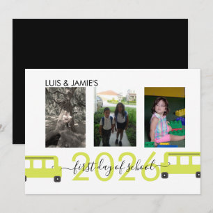First Day of School Bus Script Photo Card