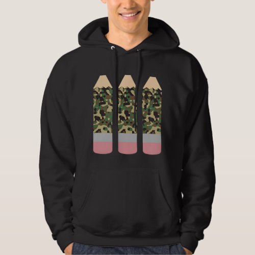 First Day Of School Camouflage Pencil Trio Teacher Hoodie