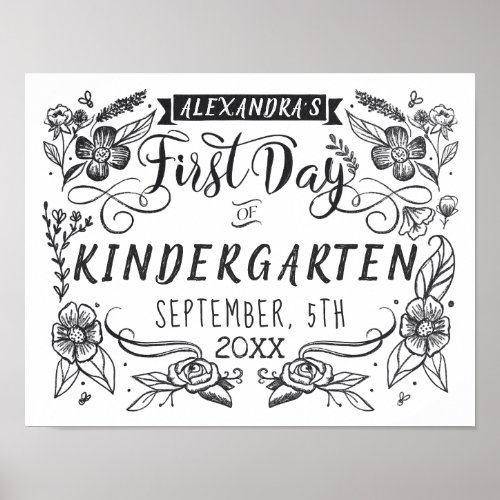 First Day of School Chalkboard Art White Sign