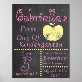 First Day Of School Chalkboard Poster by Classyyetsassy at Zazzle