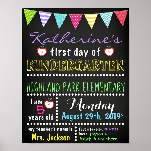 First Day of School Chalkboard Sign Back to School