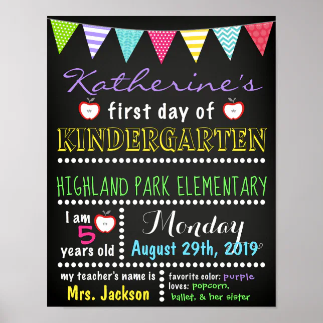 First Day of School Chalkboard Sign Back to School | Zazzle