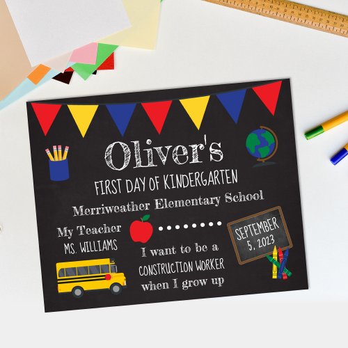 First Day of School Chalkboard Sign for Kids