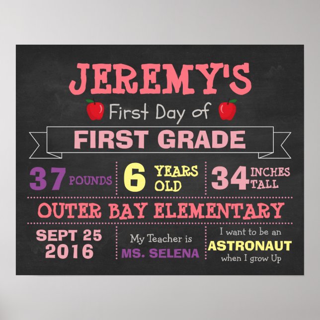 First Day Of School Children's Poster Photo Props (Front)