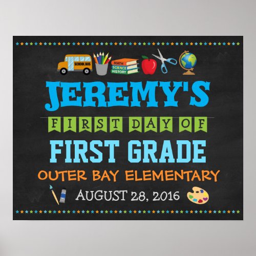 First Day Of School Childrens Poster Photo Props