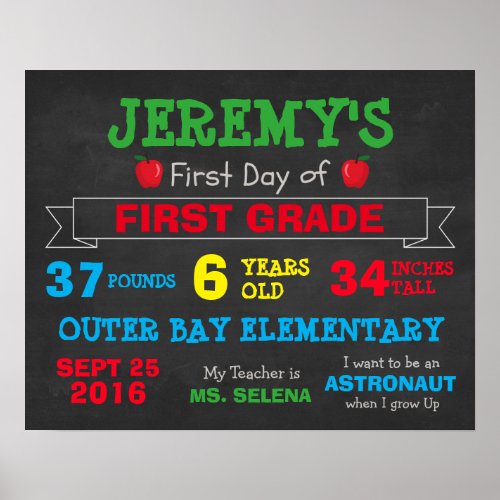 First Day Of School Childrens Poster Photo Props