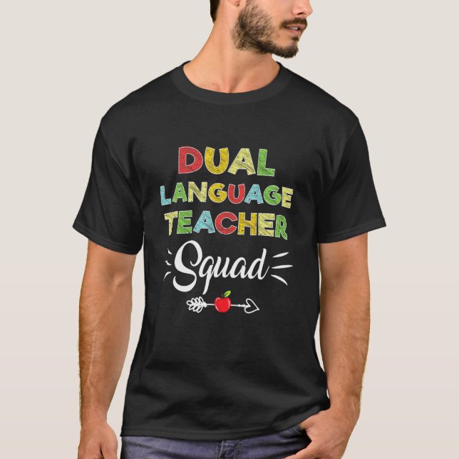 First Day Of School Cool Dual Language Teacher Squ T-Shirt (Front)