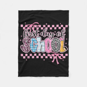 First Day Of School Coquette Bow Back To School Te Fleece Blanket