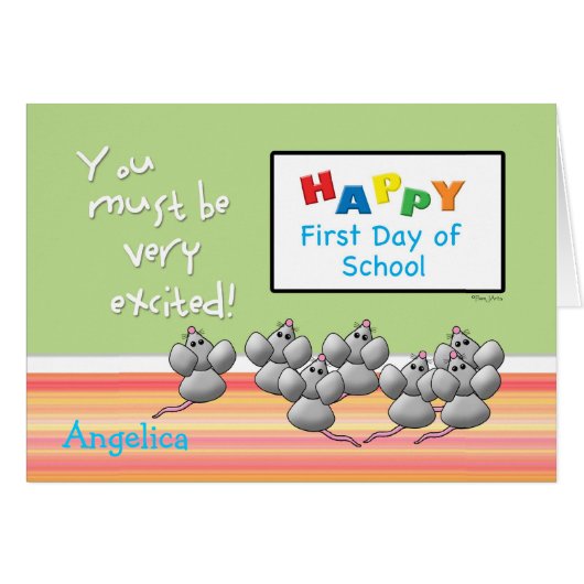 First Day of School Cute Mice and SMART Board Cards (Front Horizontal)