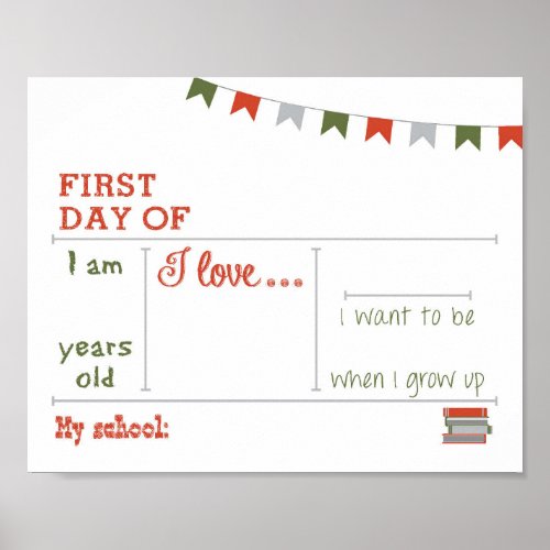 First Day of School Framable Dry Erase Poster