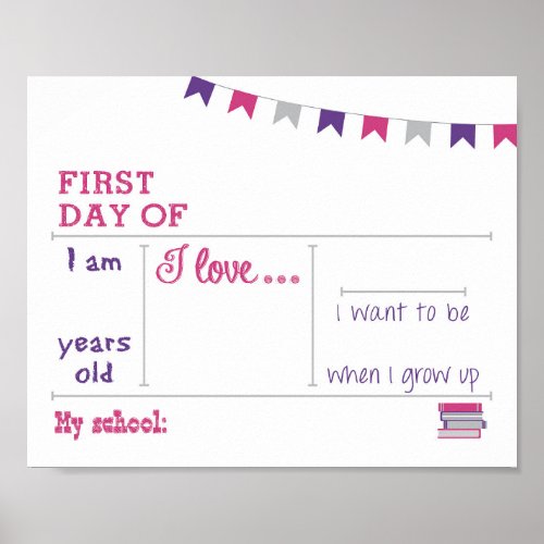First Day of School Framable Dry Erase Poster