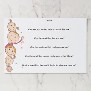 First Day Of School Get To Know You Paper Pad