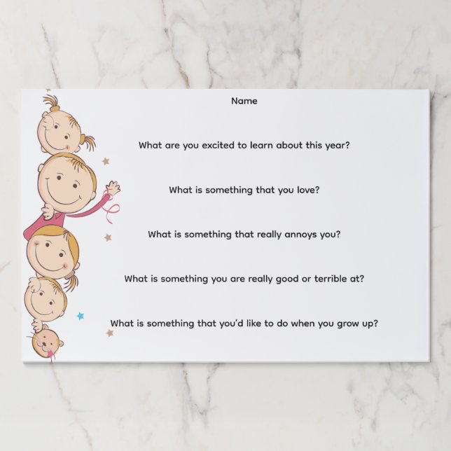 First Day Of School Get To Know You Paper Pad (Front)