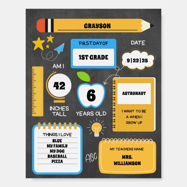 First Day Of School Personalized Milestone Sign (Front)