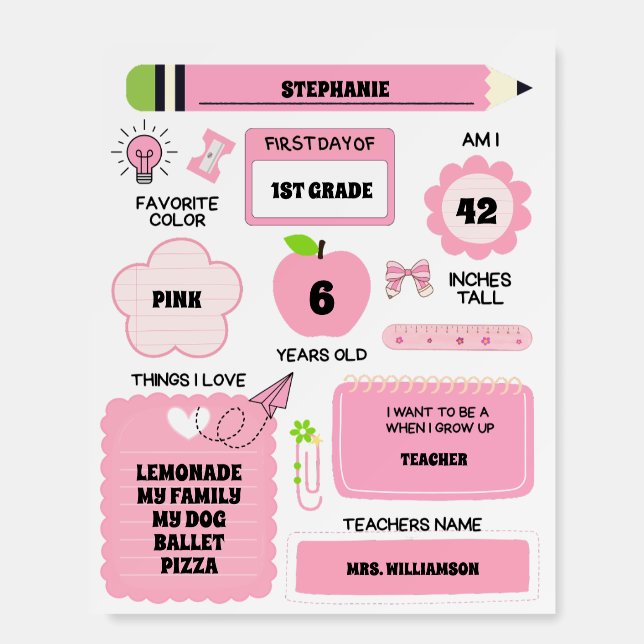 First Day Of School Personalized Milestone Sign (Front)