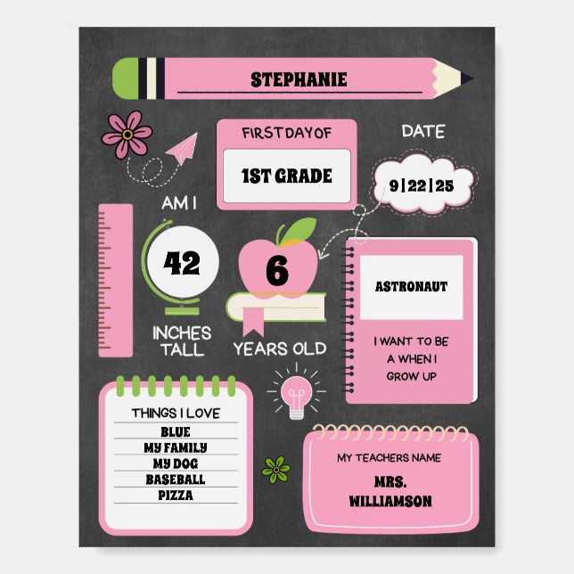 First Day Of School Personalized Milestone Sign (Front)