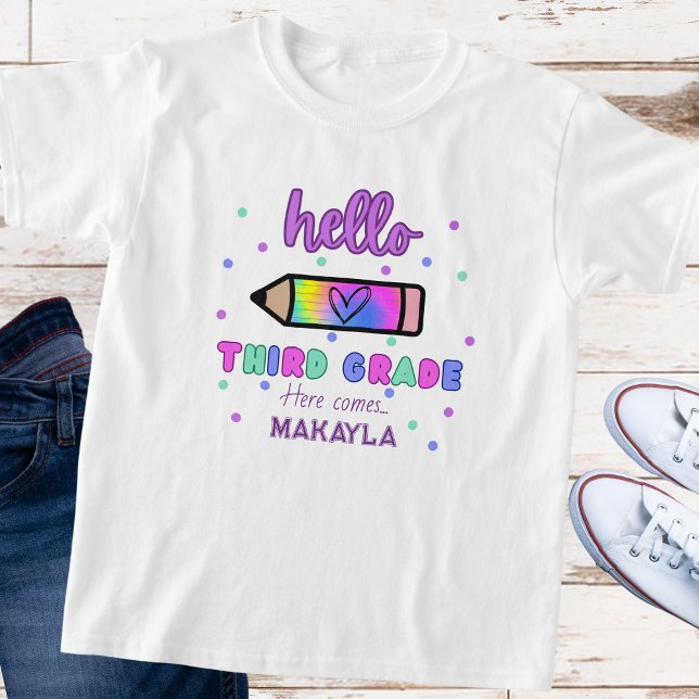 First Day of School Personalized Third Grade T-Shirt (Creator Uploaded)