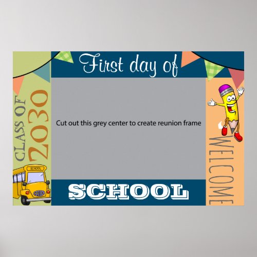 First day of School photo frame Poster