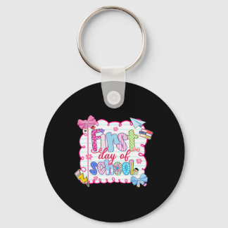 First Day Of School Preppy Coquette Bow Ck To Scho Keychain