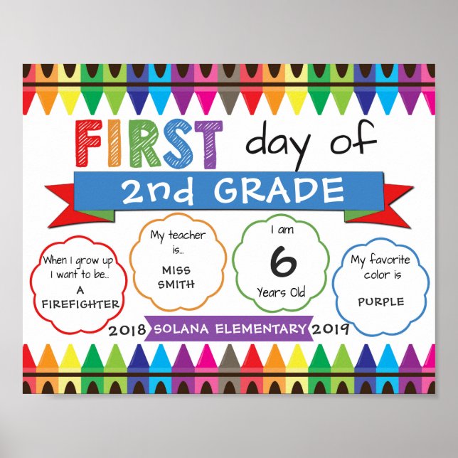 First day of School Sign Back to School Crayons (Front)