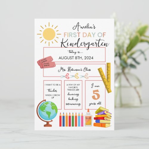 First Day of School Sign Custom  Invitation