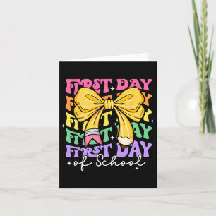 First Day Of School Teachers Pencil Bow Back To Sc Card