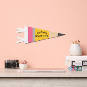 First Day of School TK PreK Preschool 6th Grade Pennant Flag
