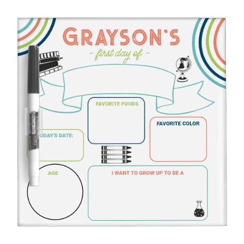 First Day of School Yearly Reusable Colorful Dry Erase Board