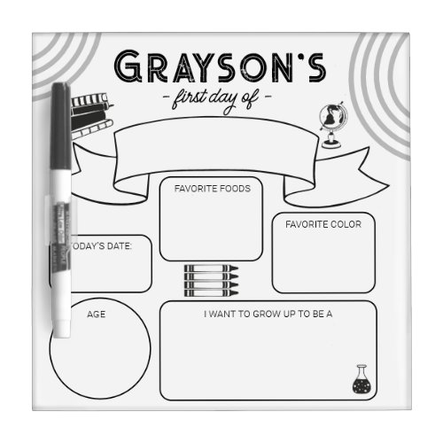 First Day of School Yearly Reusable Dry Erase Board