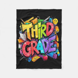 First Day Of Third Grade Floral Bundle For Teacher Fleece Blanket